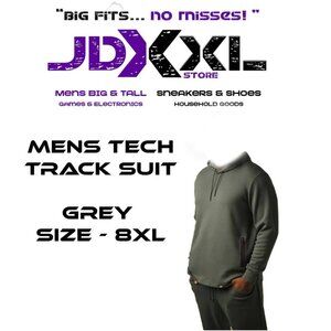 BIG & TALL Men's Tech Tracksuit - BLACK - SIZE 8XL